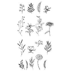 Tampons transparents - Fleurs et feuilles - 17 clear stamps - Sizzix