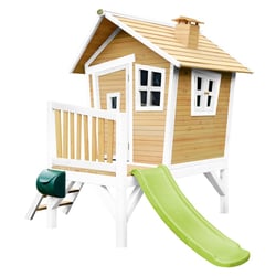 AXI Cabane enfant ROBIN Brun Blanc avec toboggan Vert Citron - Axi House