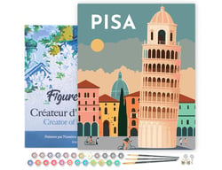 Peinture par Numéro Figured'Art avec Cadre - Affiche Vintage Pise - Kit de Loisir Créatif DIY Numéro d'Art Complet - 40x50cm toile tendue sur châssis