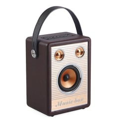 Enceinte Bluetooth Élégante 8W Bois et Cuir Autonomie 6h Son Puissant Marron YONIS