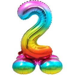 Ballon Géant Rainbow Chiffre 2 avec base (81 cm)