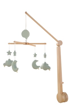 Mobile musical bébé en bois avec 4 jouets