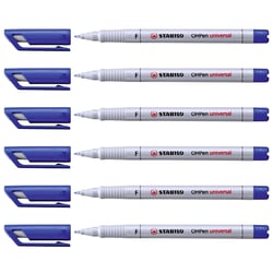 Lot de 6 feutres pour transparent OHPen - STABILO - Pointe fine - Encre soluble - Bleu