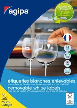 Apli 128990 - Etiquettes blanches enlevables 38 x 21,2mm