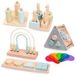 Jouet d'Activité Montessori, Jouet en Bois, Arc-en-Ciel - Développement Cognitif, Enfant 2-3 ans