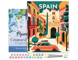 Peinture par Numéro Figured'Art avec Cadre Affiche Vintage Séville - Activité Manuelle Kit de Loisir Créatif DIY Numéro d'Art Complet - 40x50cm toile tendue sur châssis