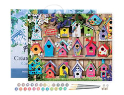 Peinture par Numéro Figured'Art avec Cadre Cabanes à oiseaux - Activité Manuelle Kit de Loisir Créatif DIY Numéro d'Art Complet - 40x50cm toile tendue sur châssis