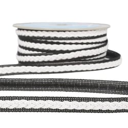 Bobine 20m Galon robe bicolore Blanc/noir 14mm