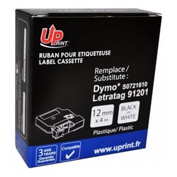Ruban titreuse Dymo noir et blanc compatible