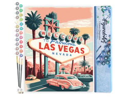 Peinture par Numéro Figured'Art Affiche Vintage Las Vegas - Activité Manuelle Kit de Loisir Créatif DIY Numéro d'Art Complet - 40x50cm sans châssis en bois