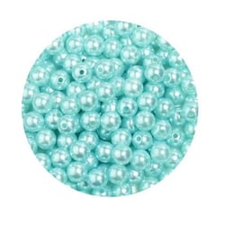 Fil de 100 perles rondes en verre nacré fabrication bijoux 8 mm BLEU CLAIR