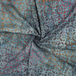Tissu Batik de Viscose fines rosaces sur fond Bleu gris