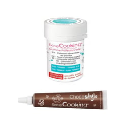 Stylo chocolat + Colorant alimentaire en poudre turquoise