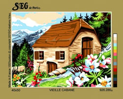 Canevas antique Vieille cabane 40x50cm