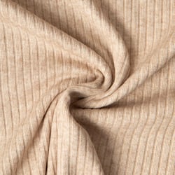 Tissu Jersey Maille côtelé uni Beige chiné
