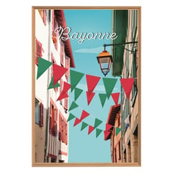 Tableau mural encadré illustration Bayonne 65x97 cm