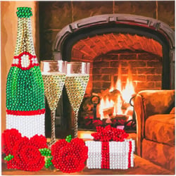 Kit carte broderie diamant 18x18cm Champagne