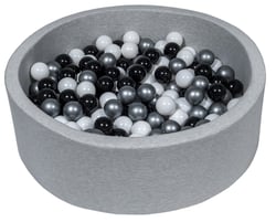 Piscine à balles Aire de jeu + 300 balles noir, blanc, argent - Velinda
