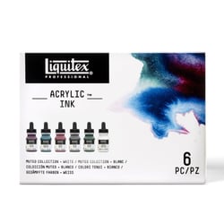 Lot de 6 encres acryliques Liquitex Acrylic Ink 30ml muted collection + blanc
