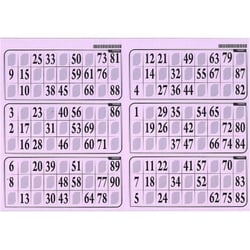 Plaque de 6 grilles de loto rigide 1mm lilas - cartons loto - lotoquine