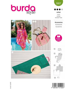 Patron Burda Style n°5807 – Accessoires Plage Tapis Sac Poncho Niveau Moyen taille n°Taille unique