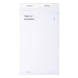 Bloc Maître d'Hôtel 50 feuillets autocopiants numérotés en tripli - Format 9,5x17 cm - Blanc - x 50 - Exacompta