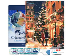 Diamond Painting Broderie Diamant Figured’Art 40x50cm toile tendue sur châssis en bois - diamants carrés - Couple en Ville à Noël