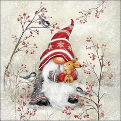Lot de 4 serviettes en papier découpage collage 33 cm PERE NOEL LAPIN NO 308