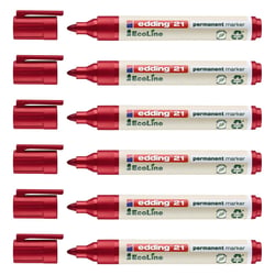 Lot de 6 marqueurs permanents - EDDING - Pointe ronde 1,5-3 mm - Rouge - EcoLine 21