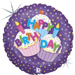 Ballon Cupcake Birthday Holographique