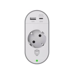 Force Power Parafoudre Prise GSchuko Type F 540J avec 2 Ports USB-A/USB-C PD Blanc