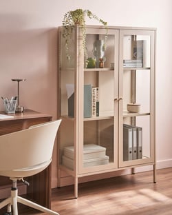 Armoire vitrine Acier Beige NASH - Beliani