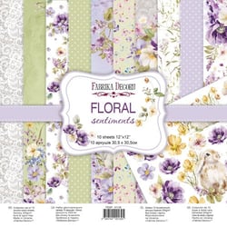 10 papiers scrapbooking 30 x 30 cm FABRIKA DECORU FLORAL SENTIMENTS
