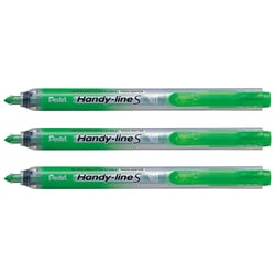 Lot de 3 surligneurs rétractables rechargeables - PENTEL - Handy-Line S - Vert clair