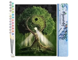 Peinture par Numéro Figured'Art - Arbre Yin et Yang - Kit de Loisir Créatif DIY Numéro d'Art Complet - 40x50cm sans châssis en bois