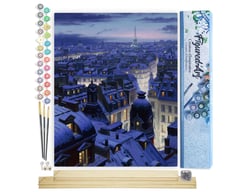 Peinture par Numéro Figured'Art - Toits de Paris - Kit de Loisir Créatif DIY Numéro d'Art Complet - 40x50cm toile roulée + châssis en bois à monter