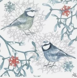 Lot de 4 serviettes en papier découpage collage 33 cm OISEAU BLEU B