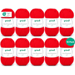 10 Pelotes de laine - Rouge signal - 12 - 100% acrylique - 3,5/4,5 mm - Gründl - Lisa Premium