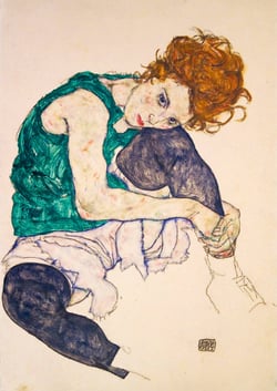 Puzzle 1000 pièces - Egon Schiele - Seated Woman with Legs Drawn Up, 1917 - Bluebird Puzzle