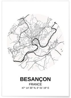 Affiche Carte Besançon | A3 : 29,7x42cm