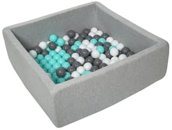 Piscine à balles pour enfant, 90x90 cm, Aire de jeu + 150 balles blanc, gris, turquoise - Velinda