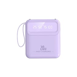 Avizar PowerBank 10000mAh 20W avec Écran LED / Torche / Câbles Compact Lavande