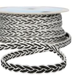 Bobine 15m Galon tressé Noir/argent 12mm