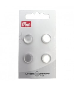 Carte de 4 boutons Rond en polyester à queue 12mm - Prym Blanc