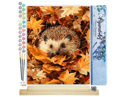 Peinture par Numéro Figured'Art - Hérisson dans les feuilles d'Automne - Kit de Loisir Créatif DIY Numéro d'Art Complet - 40x50cm toile roulée + châssis en bois à monter