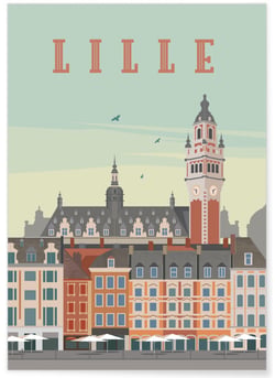 Affiche ville Lille 2 | A3 : 29,7x42cm
