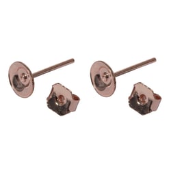Boucles d'oreille av. platine, 6mm ø, or rose, 4 pces