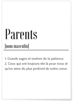 Affiche Définition Parents | A3 : 29,7x42cm