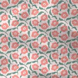 Tissu Double gaze Coton Storia fleuris sur fond Rose pâle