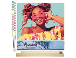 Peinture par Numéro Figured'Art - Rire éclatant - Kit de Loisir Créatif DIY Numéro d'Art Complet - 40x50cm toile roulée + châssis en bois à monter